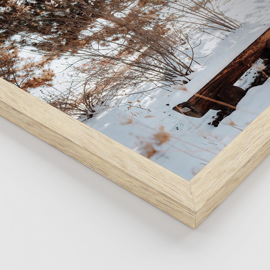 Zestaw obrazy w ramie 40x50 galeria - Zachód, słońca, zima, chatka, retro, boho - rama drewno