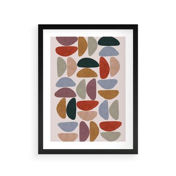 Plakat w ramie 40x50 - Kolorowe Echo Boho - abstrakcyjny obraz, geometryczna kompozycja - rama czarna