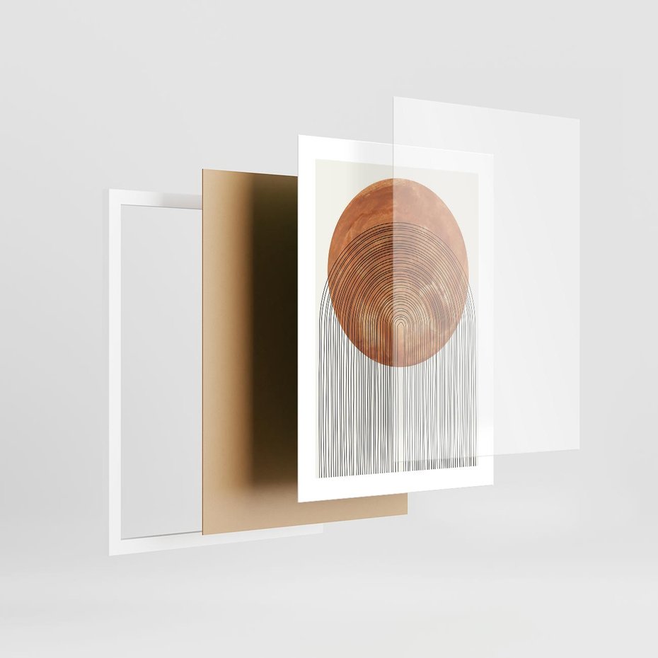 Plakat w ramie 30x40 - Konturem Kształtowane - koło, boho styl - rama biała