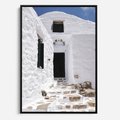 Obraz w ramie 50x70 - Santorini - Grecja błękitem malowana - Santorini, Grecja - rama czarna