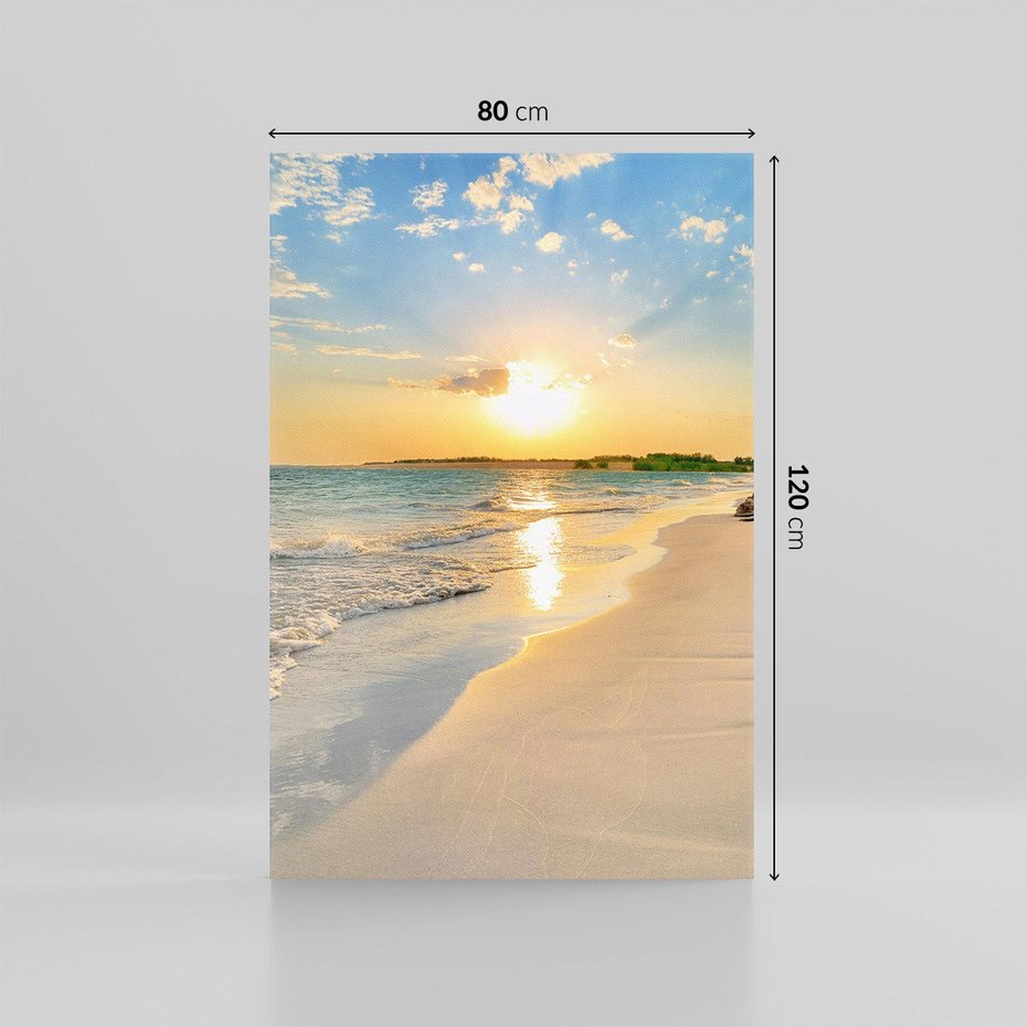 Obraz na płótnie 80x120 - Zachód słońca na plaży - plaża, zachód