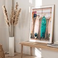 Plakat w ramie 30x40 - Deski Surfingowe w Pionie - deski surfingowe, ustawione pionowo - rama drewno