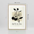 Plakat w ramie 50x70 - Podróż linii kwiatowego czasu - kwiaty, typografia - rama drewno