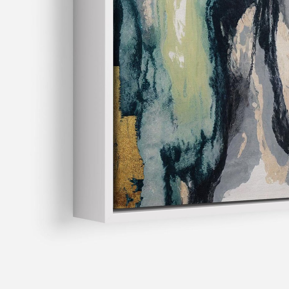 Obraz w ramie 80x80 - Sfumowane zmysły artysty - rozmyte kolory, zieleń - rama biała