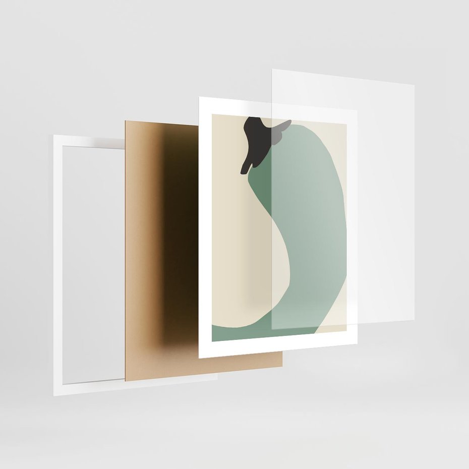 Plakat w ramie 40x50 - Granice Akwareli - abstrakcyjny minimalistyczny obraz, zielona papryczka - rama biała