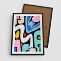 Plakat w ramie 50x70 - Komiksowe Formy - abstrakcyjne formy, komiksowy styl - rama czarna