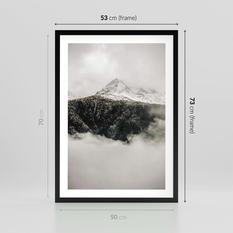 Plakat w ramie 50x70 - Zimowa Wielkość - górski krajobraz, zima w górach - rama czarna