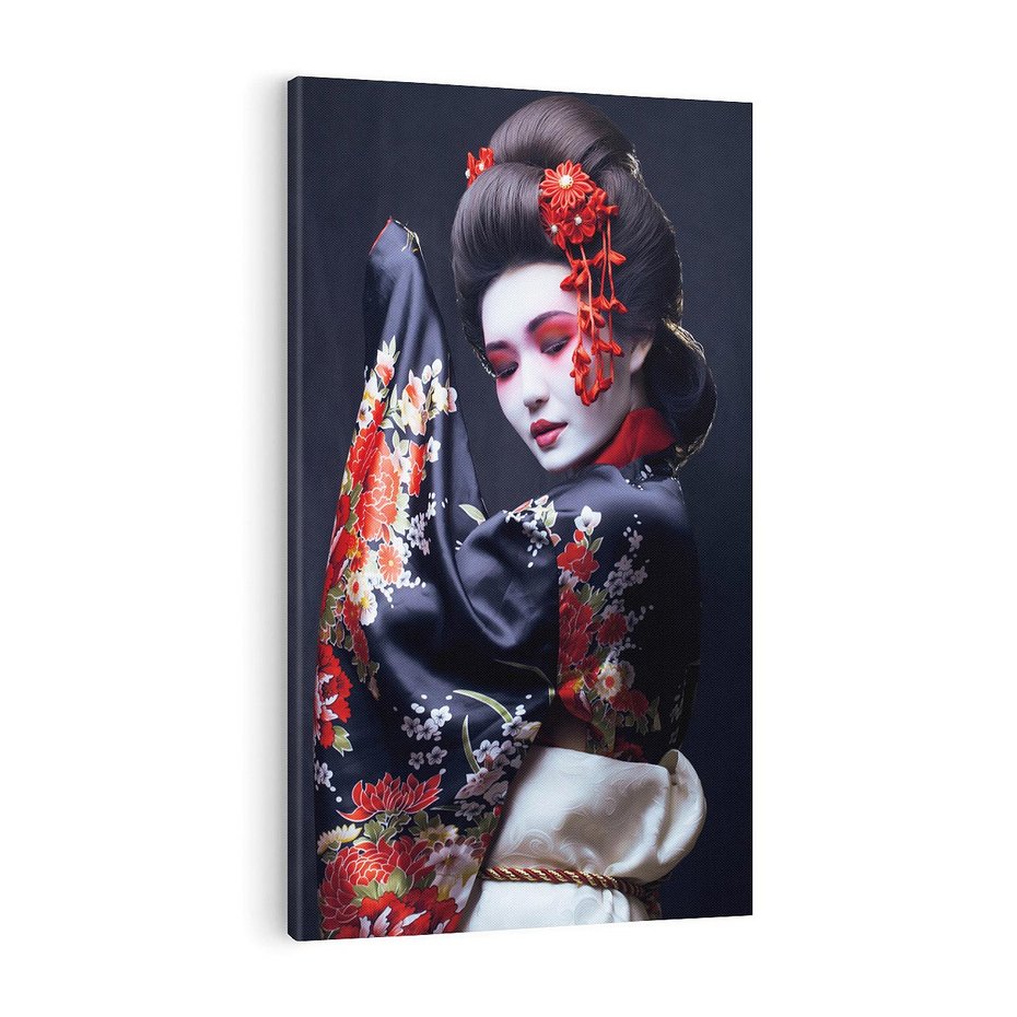 Obraz na płótnie 80x120 - Elegancka japońska gejsza - japońska, gejsza