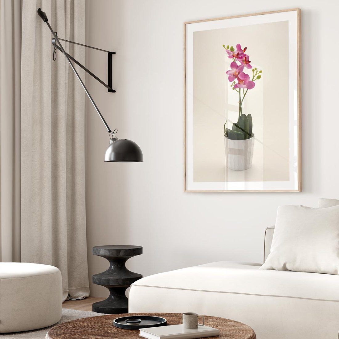 Plakat w ramie 50x70 - Delikatność storczyka orchidei - storczyk, orchidea - rama drewno