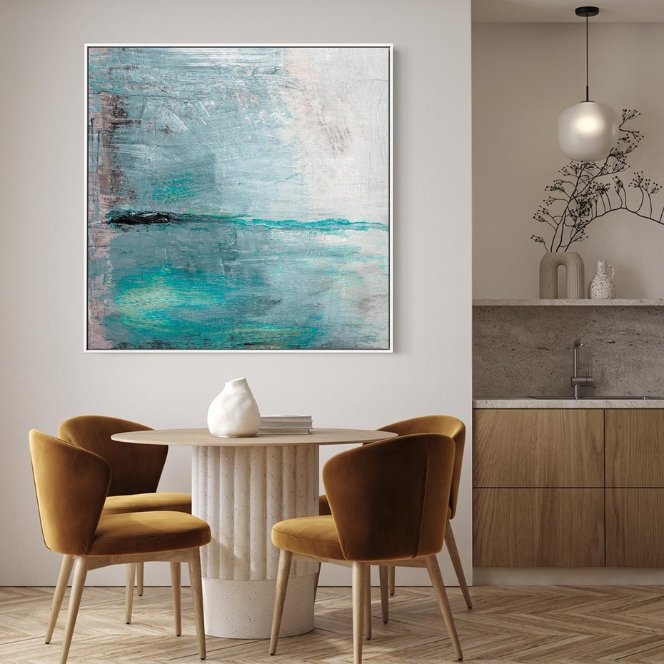 Obraz w ramie 80x80 - Odbicie utraconych barw - abstrakcja, niepokój - rama biała