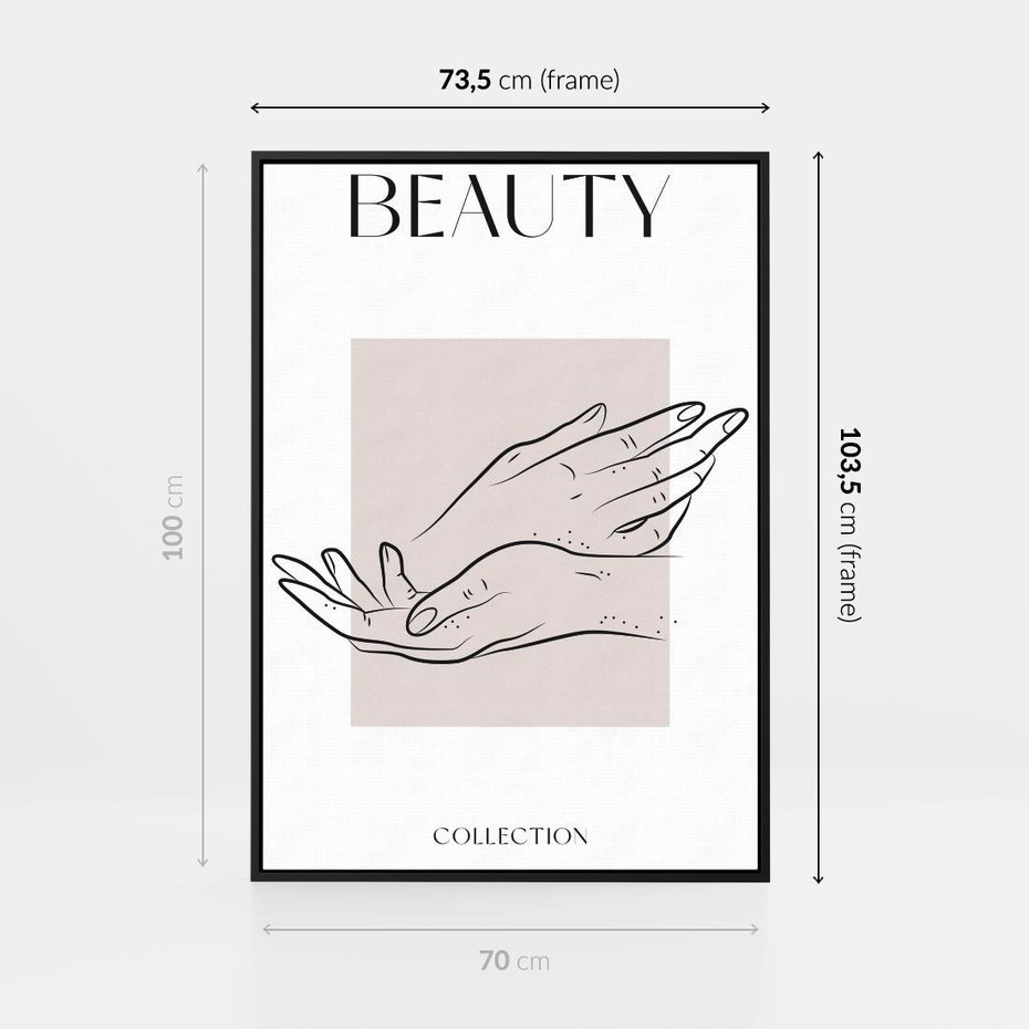 Obraz w ramie 70x100 - Wibracje Nieprzewidywalnych Form - bogo plakat, dłonie - rama czarna