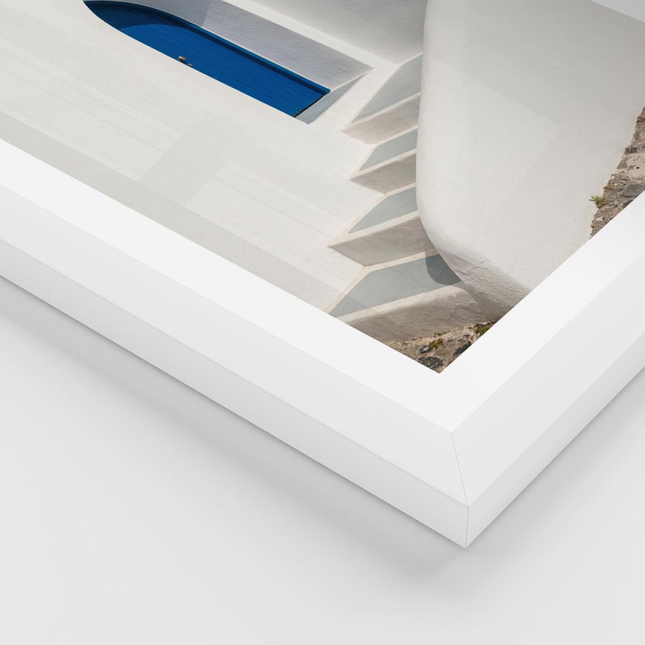 Plakat w ramie 40x50 - Powitanie Wyspy - Santorini, drzwi - rama biała