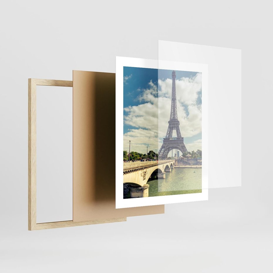 Plakat w ramie 40x50 - Wieża Eiffla - Ikona Paryża - wieża, Eiffla - rama drewno
