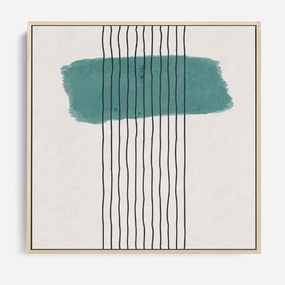 Obraz w ramie 80x80 - Bezczasowe Wspomnienia - abstrakcyjna akwarelowa plama, nieregularne kreski - rama drewno