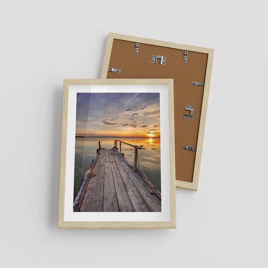 Plakat w ramie 30x40 - Zachód Słońca na Pomostcie - zachód, słońca - rama drewno
