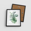 Plakat w ramie 40x50 - Liście i Życie: Akwarelowa Oaza - akwarelowy obrazek, pamy - rama czarna