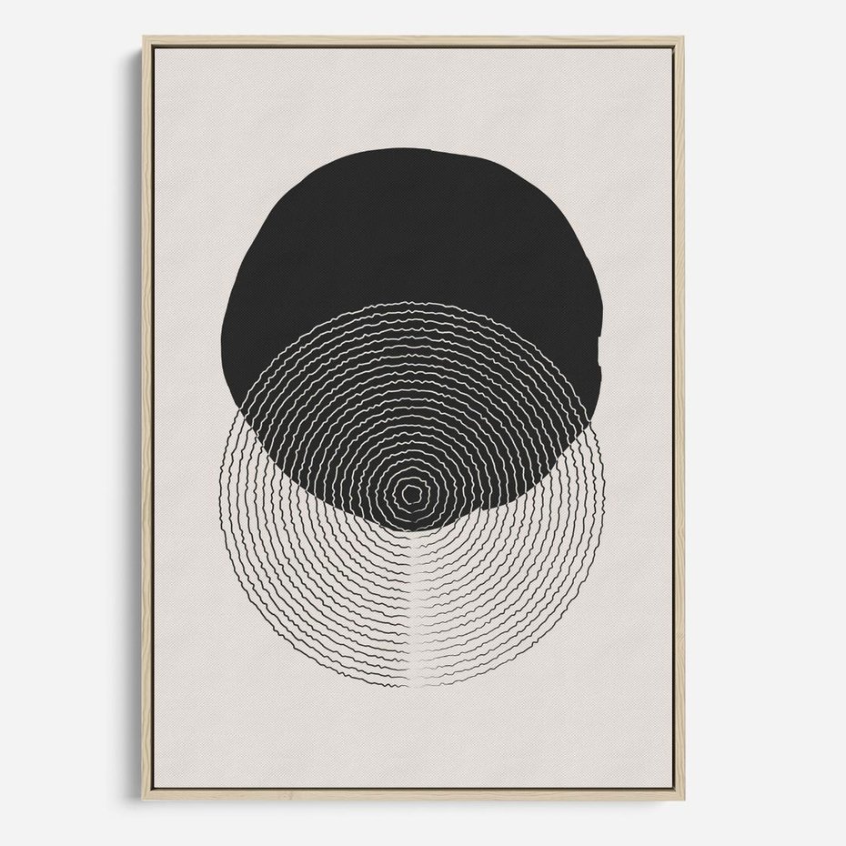 Obraz w ramie 80x120 - Boho Przenikanie Uroku - abstrakcyjna kompozycja, okręgi - rama drewno