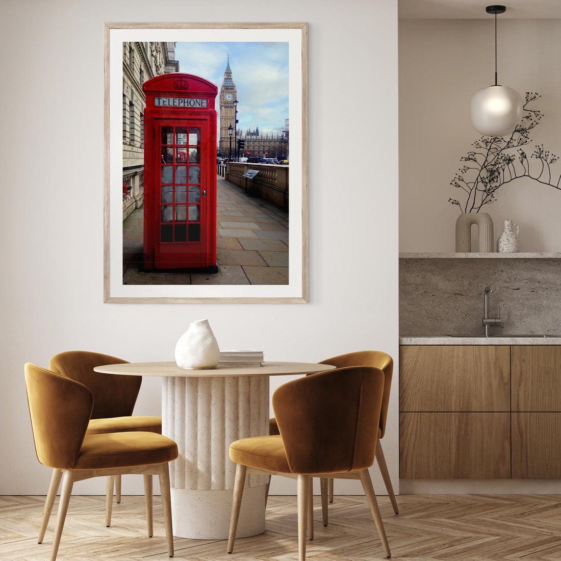 Plakat w ramie 40x50 - Londyńska budka telefoniczna - budka, telefoniczna - rama drewno