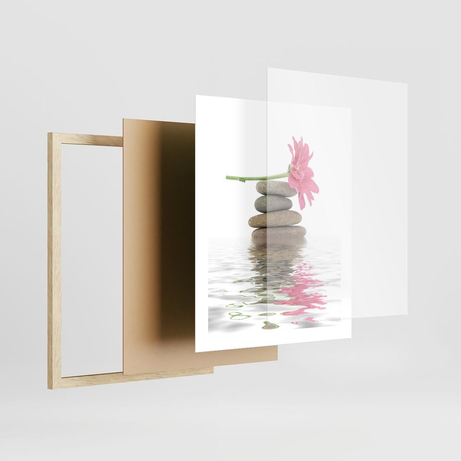 Plakat w ramie 40x50 - Kwiatowe japońskie spa - japońskie, spa - rama drewno