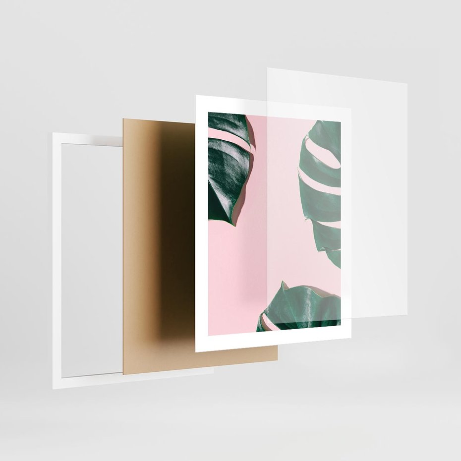 Plakat w ramie 40x50 - Minimalizm Natury - minimalizm, liście monstery - rama biała