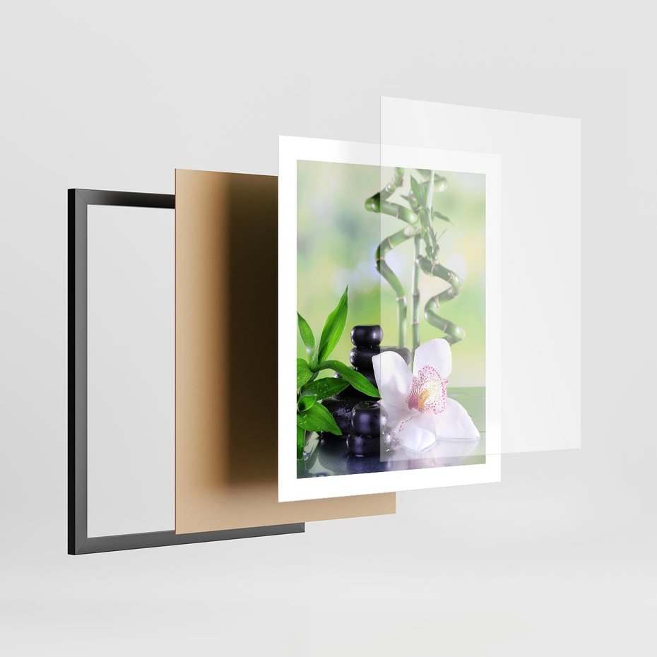 Plakat w ramie 40x50 - Spa pełne kwiatów i relaksu - spa, kwiat - rama czarna