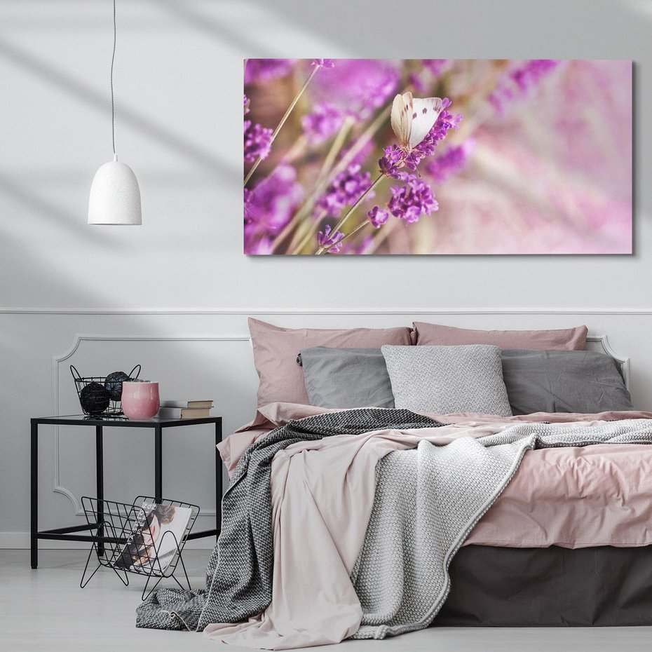 Obraz na płótnie 140x70 - Majestat lawendy: fioletowe pola - lawenda, fiolet