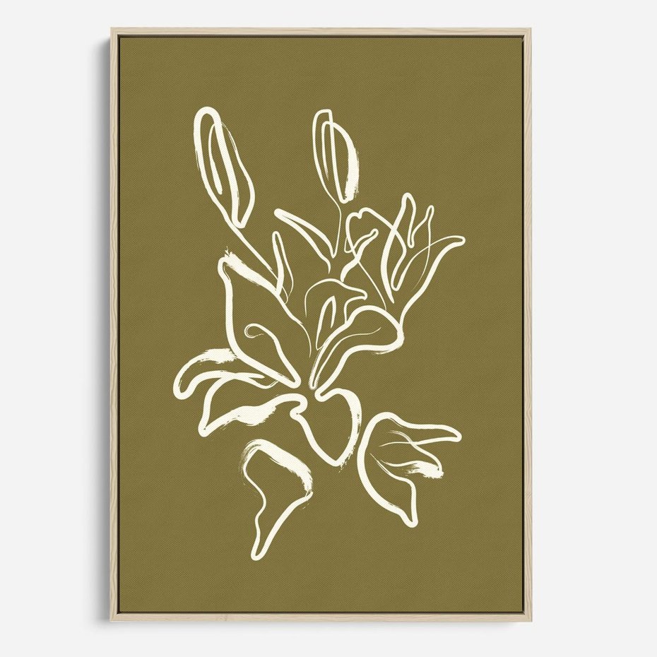 Obraz w ramie 70x100 - Przenikające Barwy - abstrakcyjna roślina, kwiaty - rama drewno