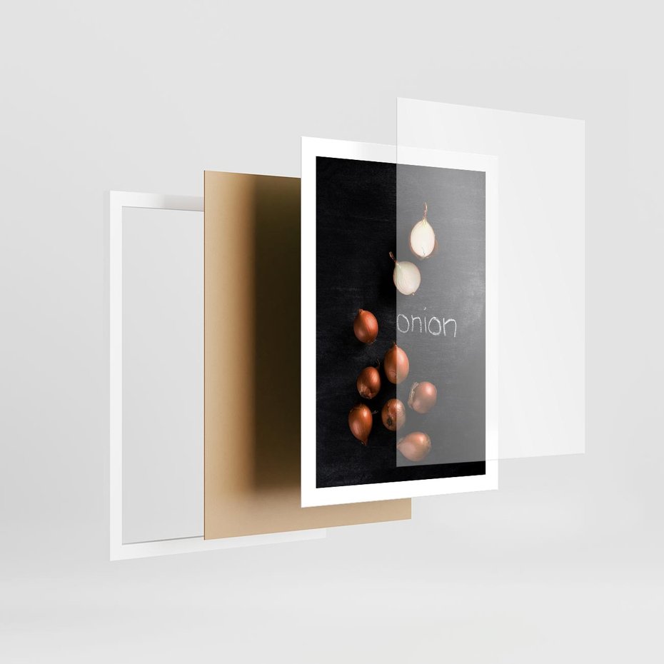Plakat w ramie 50x70 - Aromatyczne Inspiracje - cebula, kuchnia - rama biała