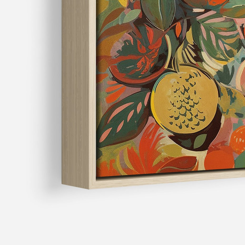 Obraz w ramie 80x120 - Księga Surrealnych Wyobrażeń - abstrakcyjny obraz owoców, jak picasso - rama drewno