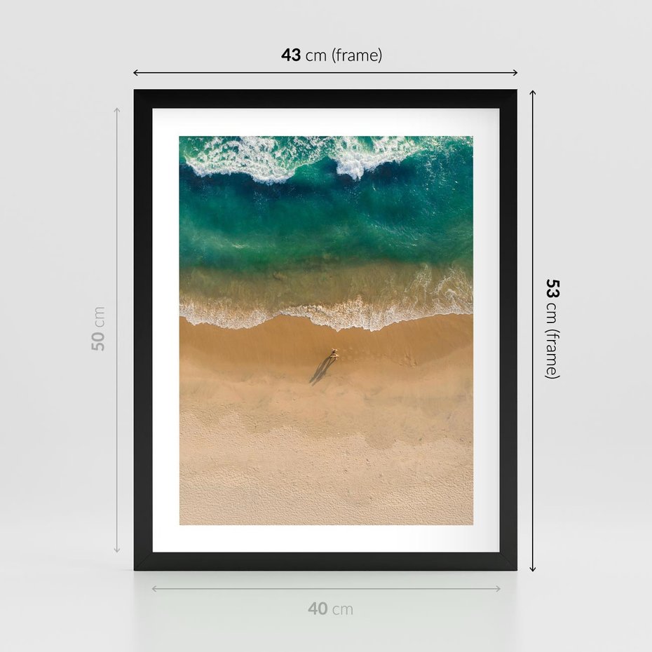 Plakat w ramie 40x50 - Oaza Relaksu - plaża, morze - rama czarna