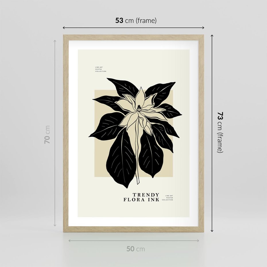 Plakat w ramie 50x70 - Melancholia przerywanych linii - wiaty, typografia - rama drewno