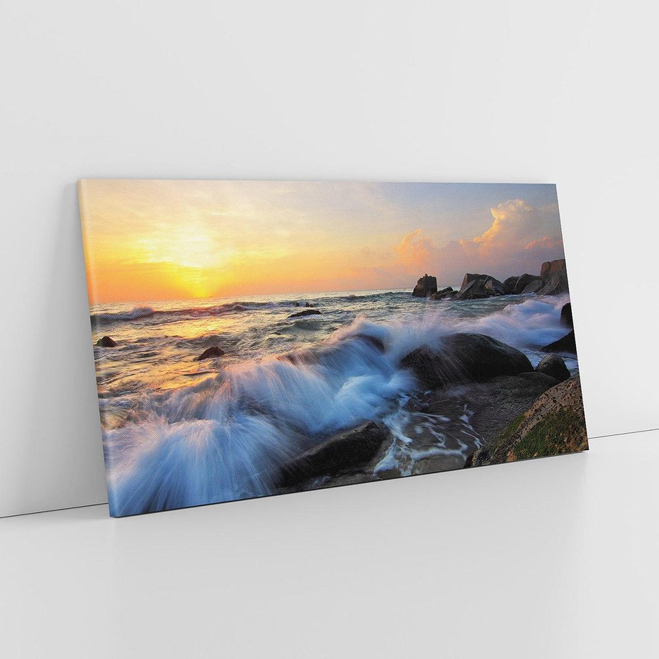 Obraz na płótnie 140x70 - Morze, skały i fale - morze, skały