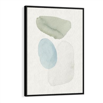 Obraz w ramie 70x100 - Akwarelowa Symfonia Natury - abstrakcyjne delikatne plamy, akwarelowe - rama czarna