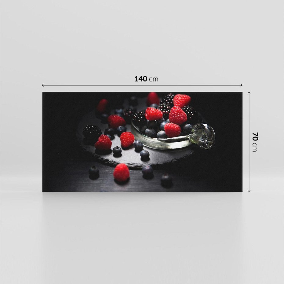 Obraz na płótnie 140x70 - Soczyste Owocowe Zestawienie Malin i Borówek - owoce, maliny