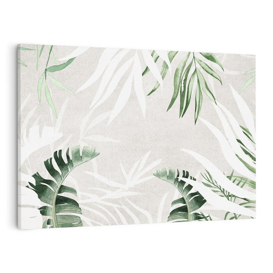Obraz na płótnie 120x80 - Zielony Raj - monstera, palmy