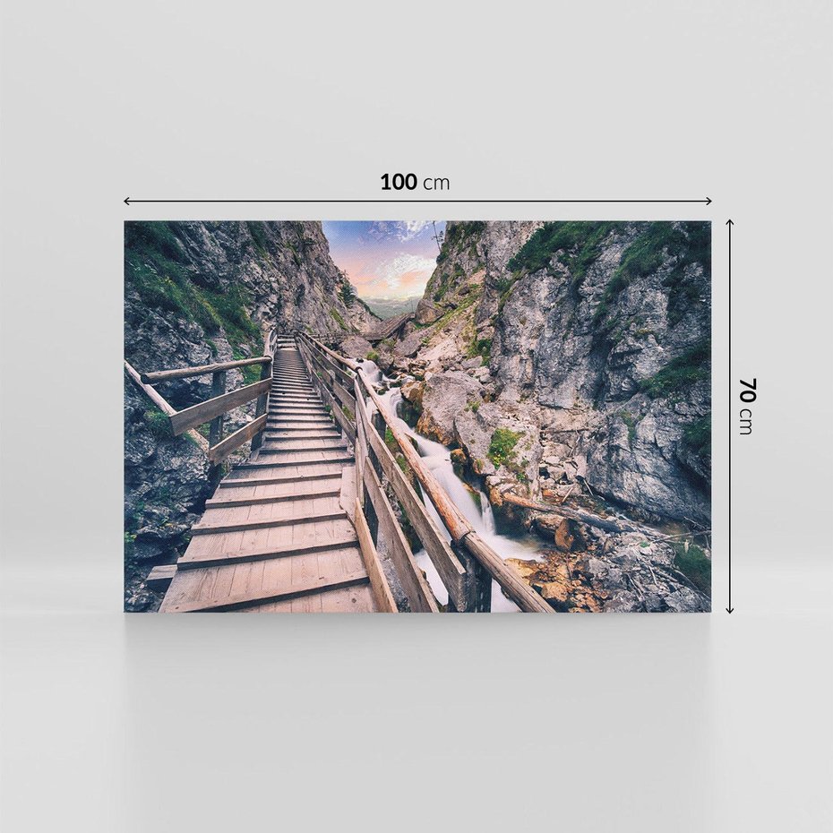 Obraz na płótnie 100x70 - Schody w skałach - Góry - schody, skały
