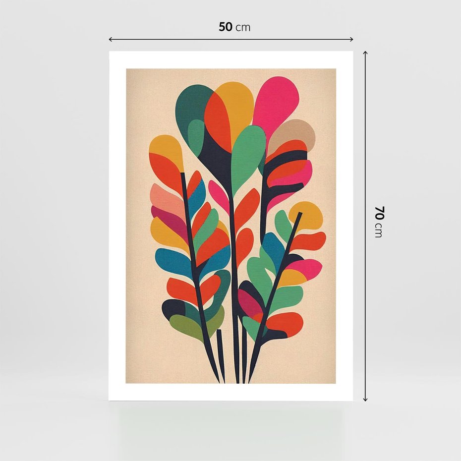 Plakat bez ramy 50x70 - Symfonia Wzrokowych Impresji - abstrakcyjny kolorowy tęczowy obraz, inspiracje roślinne