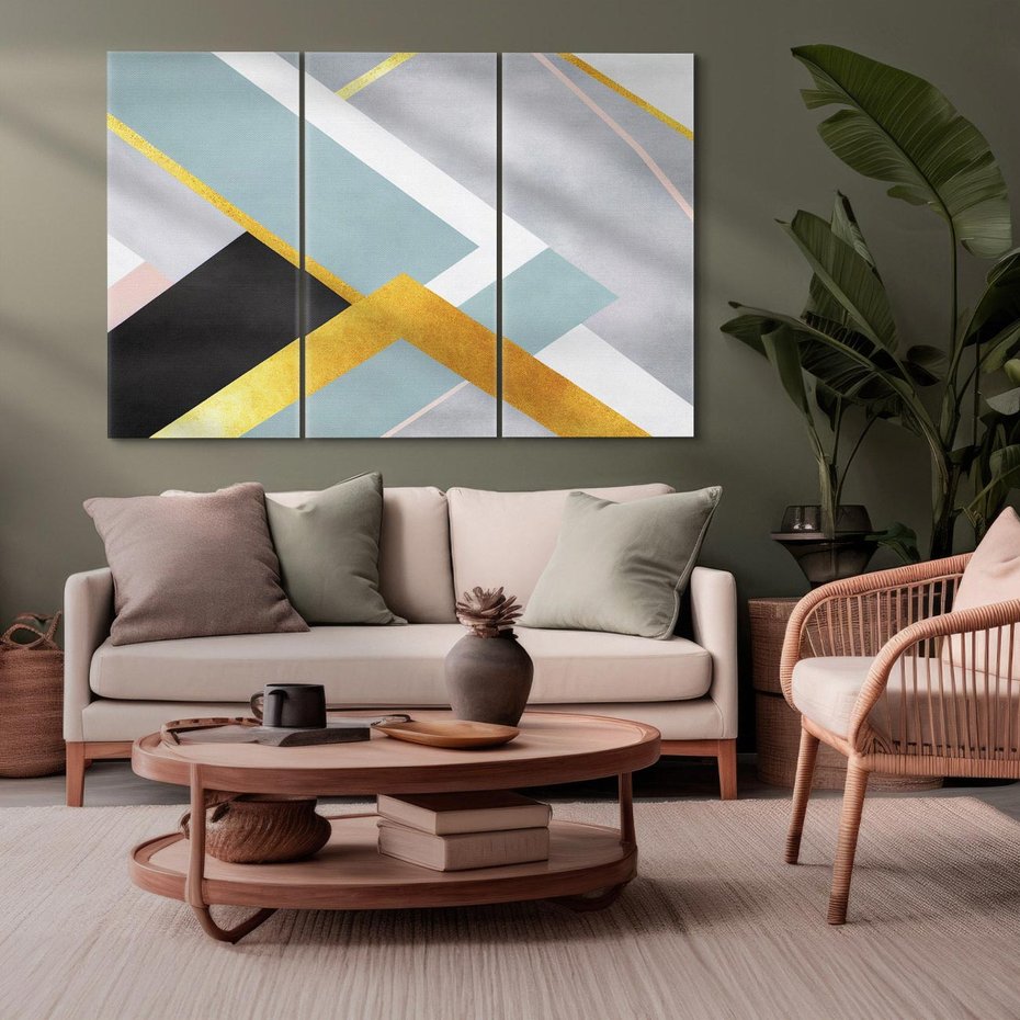 Obraz na płótnie 120x80 - Geometryczne Elementy - geometryczne kształty, elementy złota