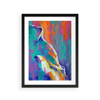 Plakat w ramie 40x50 - Olejne Wibrujące Emocje - abstrakcyjny obraz, różne kolorowe maźnięcia pędzla - rama czarna