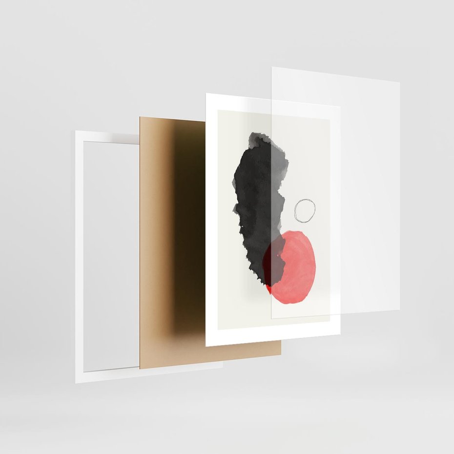 Plakat w ramie 30x40 - Wibracje Linii - abstrakcyjne nieregularne plamy, czarny - rama biała