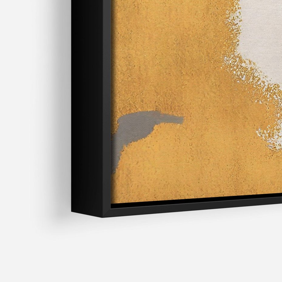 Obraz w ramie 70x100 - Złote Maźnięcia Pędzla - złota abstrakcja, plamy - rama czarna