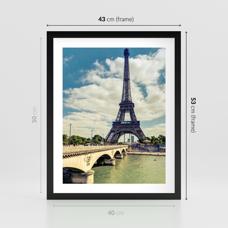 Plakat w ramie 40x50 - Wieża Eiffla - Ikona Paryża - wieża, Eiffla - rama czarna