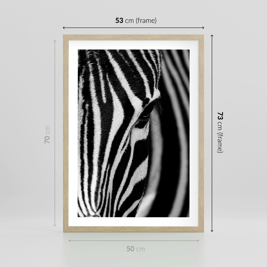 Plakat w ramie 50x70 - Pasy Zebr - zebra, paski - rama drewno