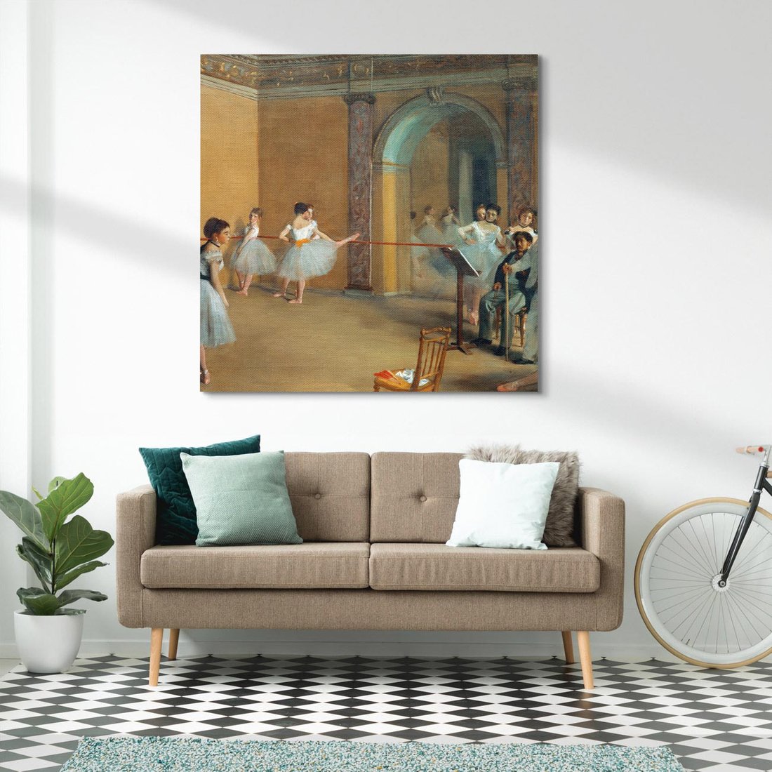 Obraz na płótnie 50x50 - The Dance Foyer at the Opera on the rue Le Peletier (1872), Edgar Degas - Reprodukcja - reprodukcja, obraz na płótnie