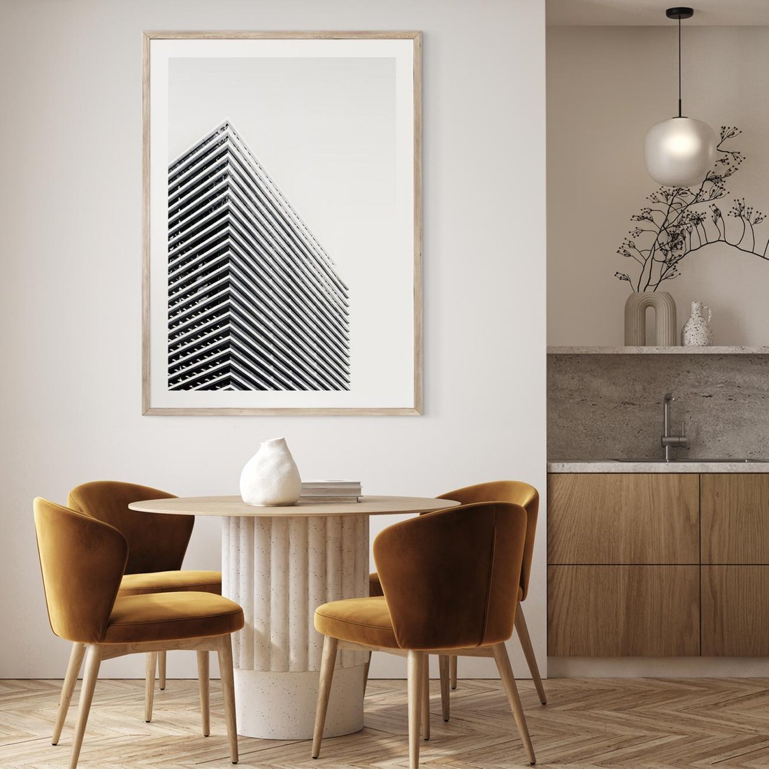 Plakat w ramie 50x70 - Wzorce Wysokości - architektura, wysoki wieżowiec - rama drewno