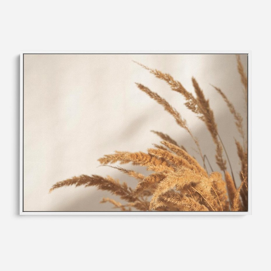 Obraz w ramie 100x70 - Swobodne trawy boho - boho, suche - rama biała