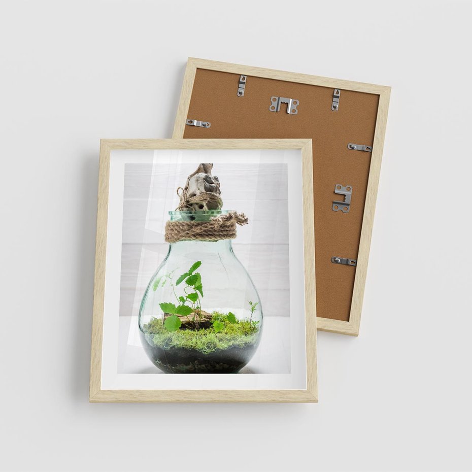 Plakat w ramie 40x50 - Żywioł Natury - liście, zieleń - rama drewno