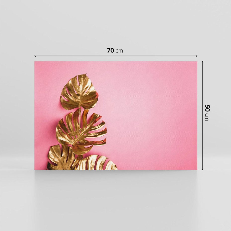Obraz na płótnie 70x50 - Luksusowa Elegancja - złote, liście