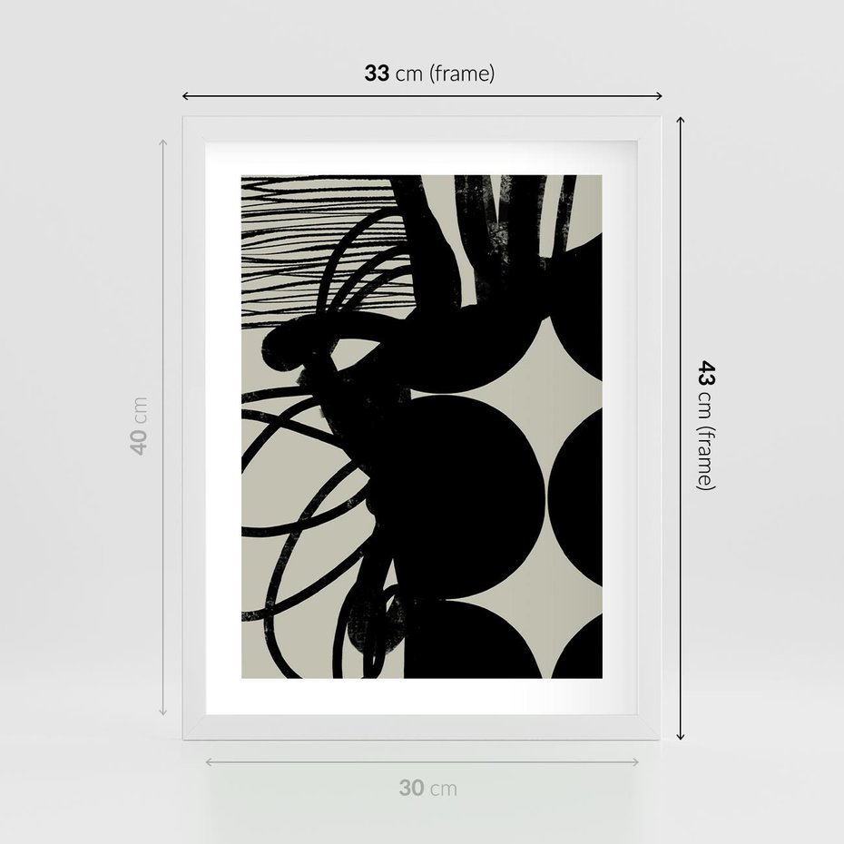 Plakat w ramie 30x40 - Modernistyczne Refleksje - abstrakcja, mroczny klimat - rama biała