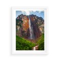 Plakat w ramie 50x70 - Górska siła wodospadów - wodospad, góra - rama biała
